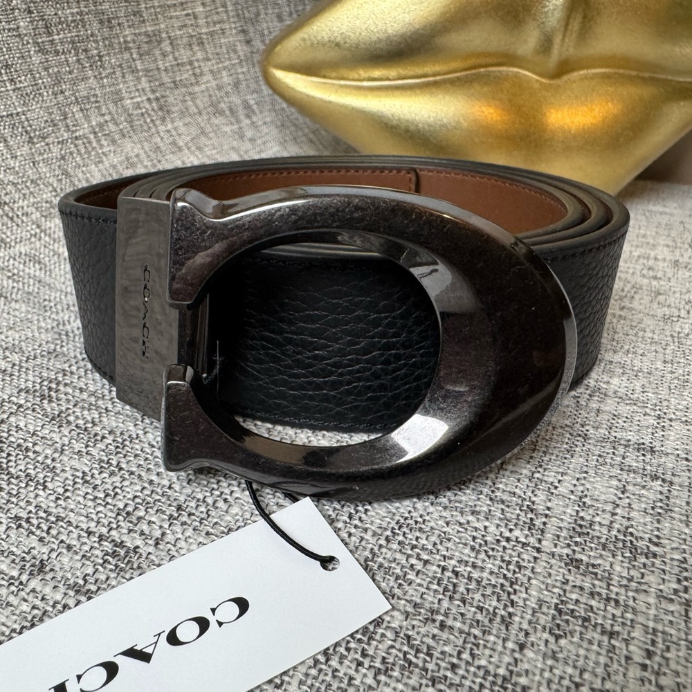 $119 COACH Signature Buckle Cut To Size Reversible Belt, 38”Mm
